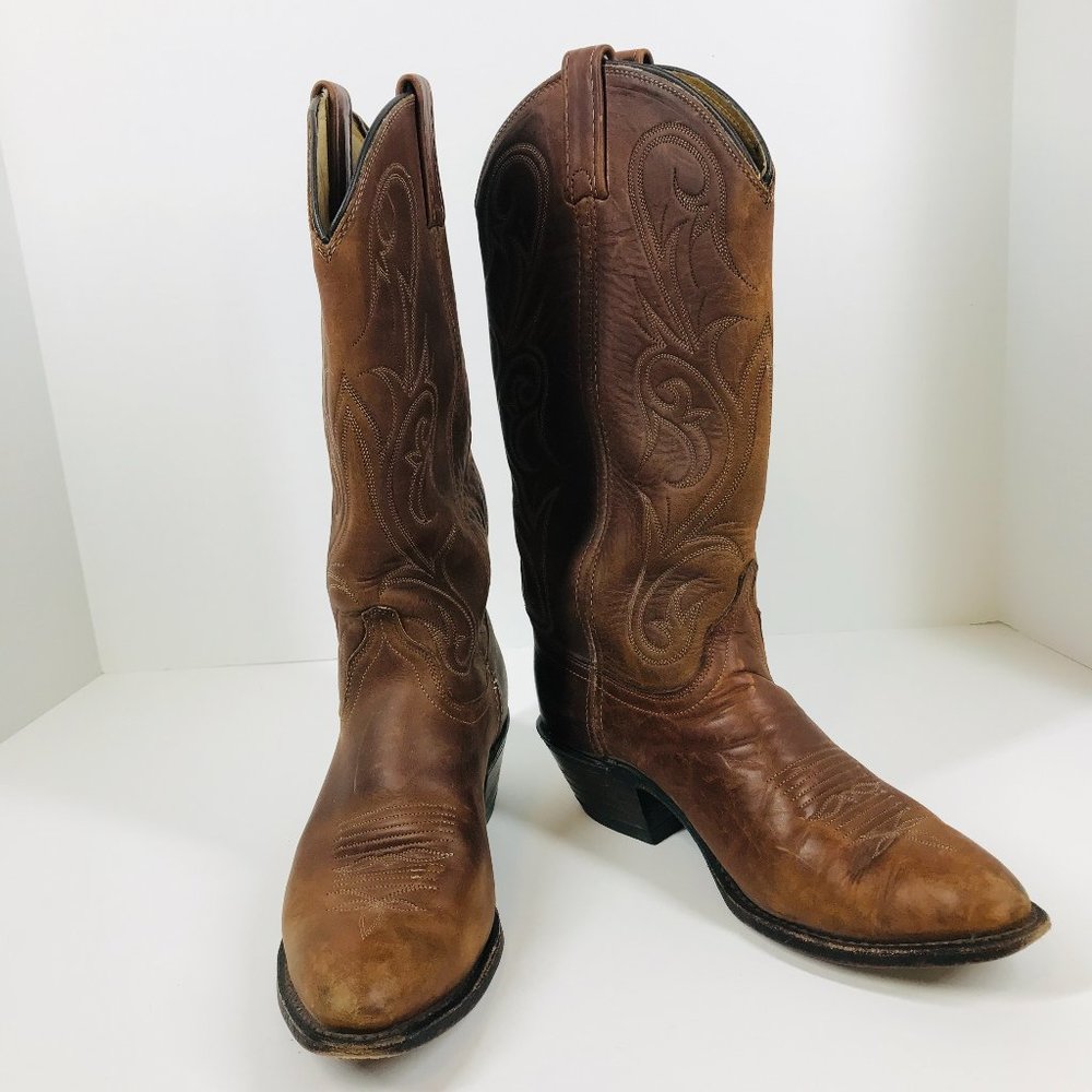 Dan Post Medium Brown Leather Cowboy Western Boots